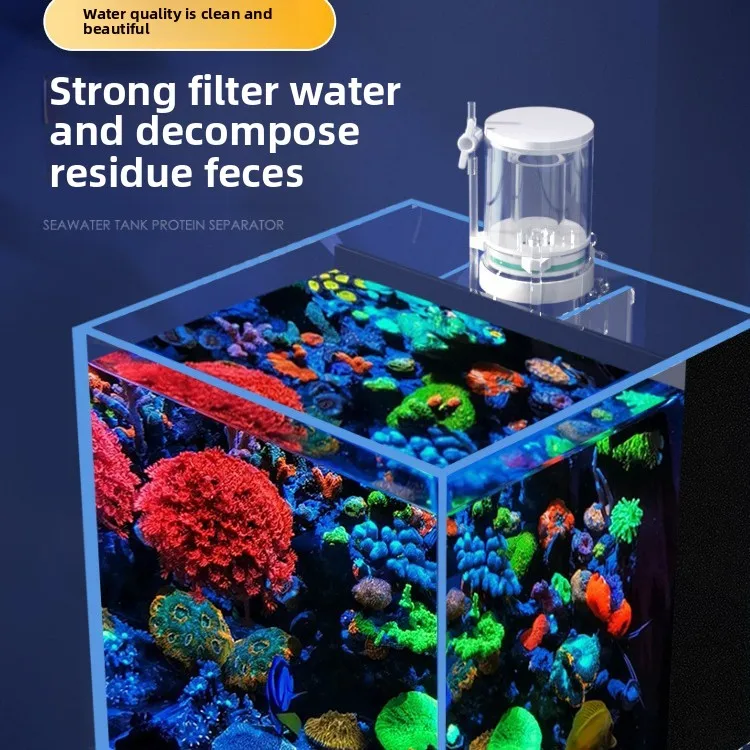 Reef Tank Filter - 110V-240V เครื่องกรองโปรตีนขนาดเล็กสำหรับตู้ปลาทะเล ตัวกรองปะการังในตู้ปลาพร้อมระบบกรองและสกิมเมอร์ในตัว