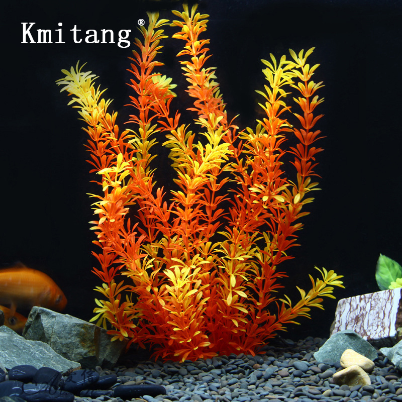 Marine Aquarium - ต้นไม้เขตร้อนขนาด 100 ซม. หญ้าใต้น้ำเทียมขนาดใหญ่ ต้นไม้ปลอมพลาสติกนุ่มสำหรับตกแต่งตู้ปลาและตู้เลี้ยงปลา
