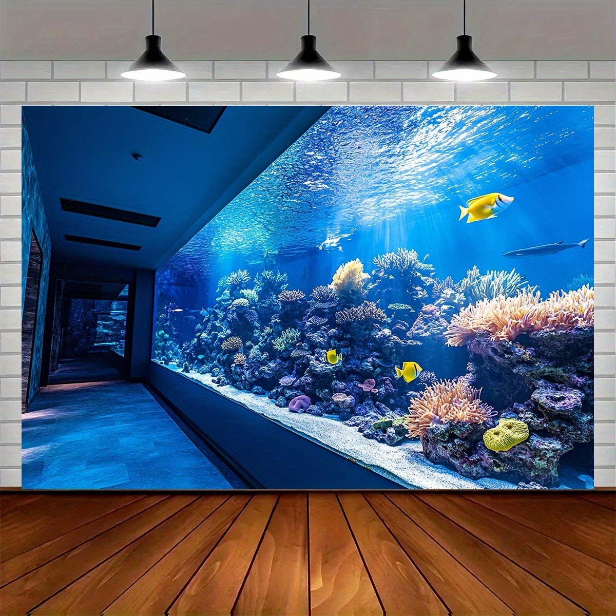 Reef Aquarium - พรมแขวนผนังลายปะการังใต้น้ำสีสันสดใส ตกแต่งบ้าน ห้อง หรืองานปาร์ตี้