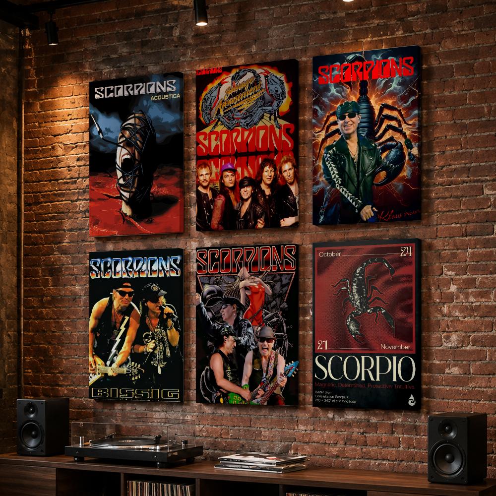 Live Rock - S-Scorpions ภาพวาดติดผนังกรอบไม้ โปสเตอร์แคนวาส แนวเพลงร็อกวินเทจ สำหรับตกแต่งบ้าน ห้องนั่งเล่น