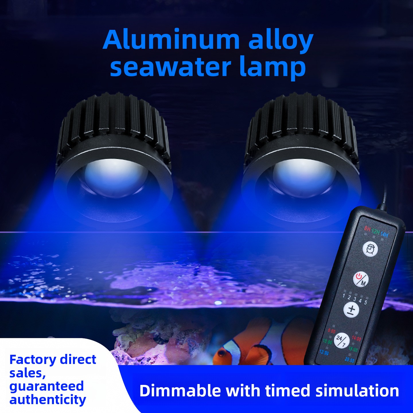 Reef Lighting - โคมไฟปะการังอัจฉริยะแบบสเปกตรัมสำหรับน้ำลึก พร้อมเลนส์ไฮไลท์โปรตีนเรืองแสงที่กระตุ้นด้วยรังสียูวี