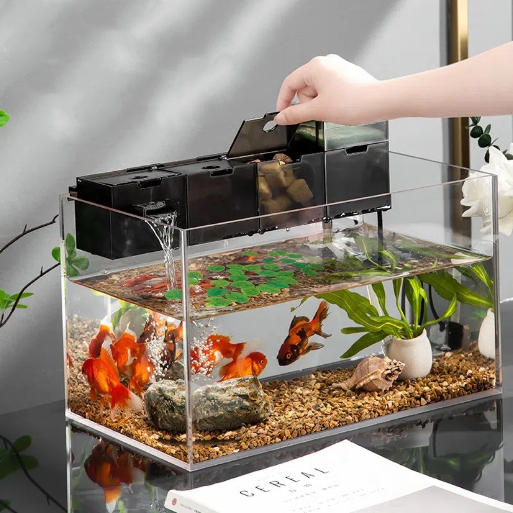 Reef Tank Filter - กล่องกรองน้ำตู้ปลาแบบสาม-in-หนึ่ง วัสดุพลาสติก ทำงานเงียบ พร้อมระบบเพิ่มออกซิเจนในตัว