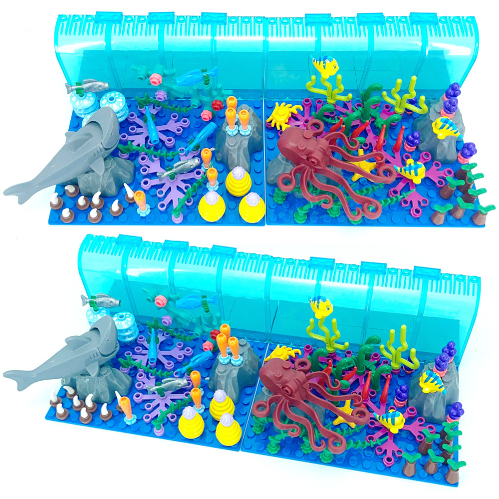 Aquarium Marine World - ใช้งานร่วมกับ LEGO Aquarium ฉาก Building Blocks