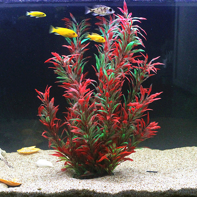 Marine Fish Tank - 50 ซม.ถังปลาประดิษฐ์พืชหายากAquariumปลอมไม้ไผ่น้ําหญ้าพลาสติกสีม่วงสีเขียวหญ้าน้ําภูมิทัศน์Decor