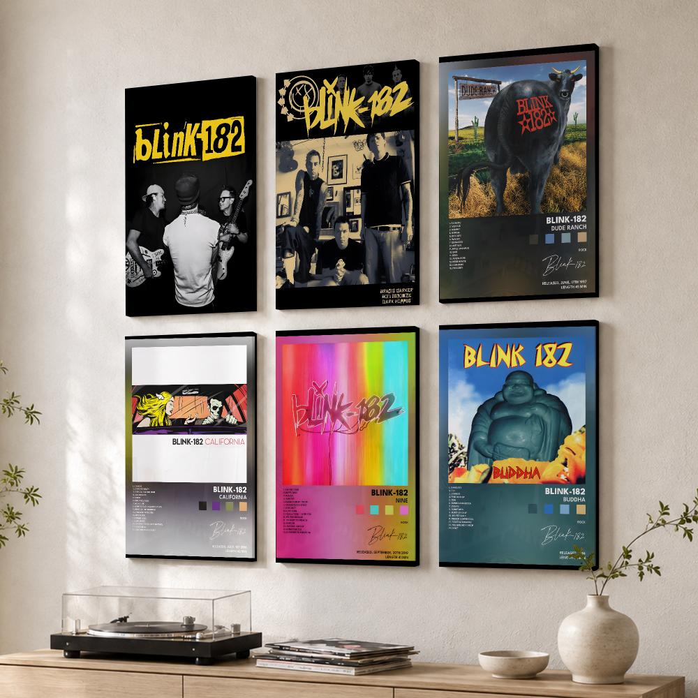 Live Rock - ร็อกแบนด์ B-Blink 182 ภาพวาดติดผนังแบบมีกรอบ โปสเตอร์ผ้าใบไม้ สำหรับตกแต่งบ้าน