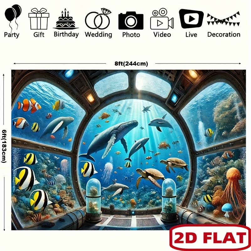 พรมแขวนผนังลายฉลามวาฬใต้ทะเล 2 - Ocean Aquarium บทวิจารณ์และราคา