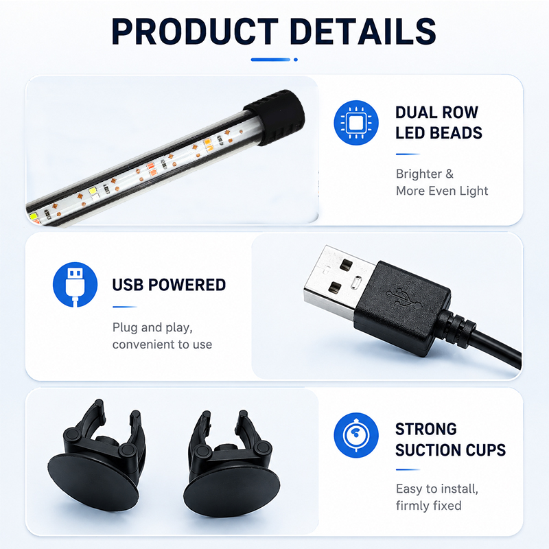 ไฟ LED แถบสำหรับตู้ปลา แบบ USB - Aquarium Marine Lights บทวิจารณ์และราคา