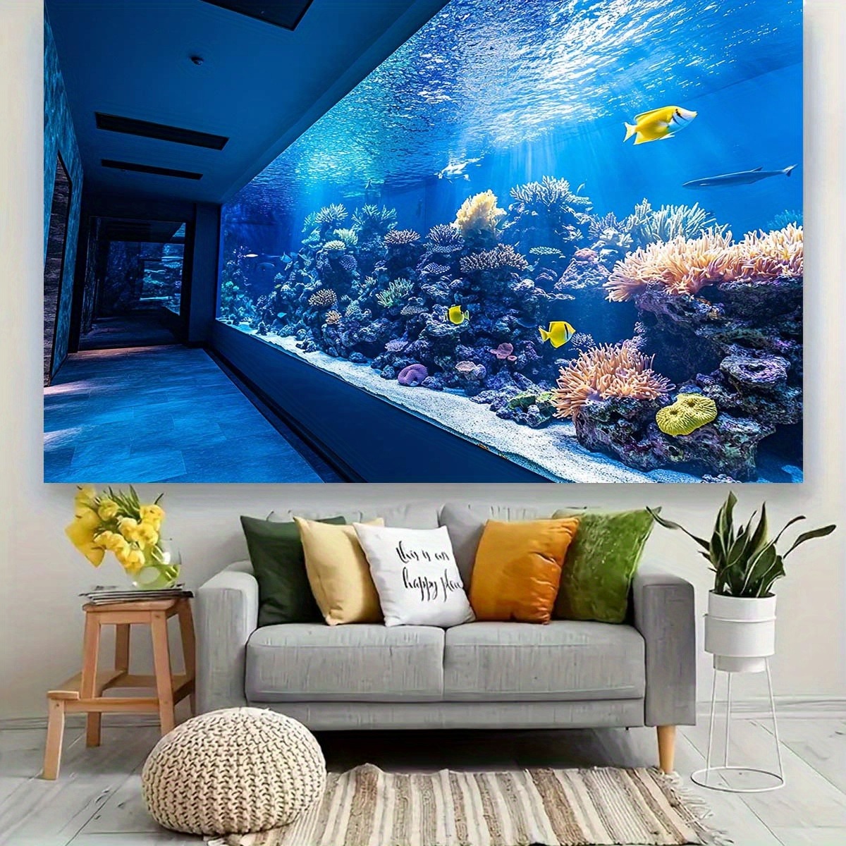 พรมแขวนผนังลายปะการังใต้น้ำสีส - Reef Aquarium บทวิจารณ์และราคา